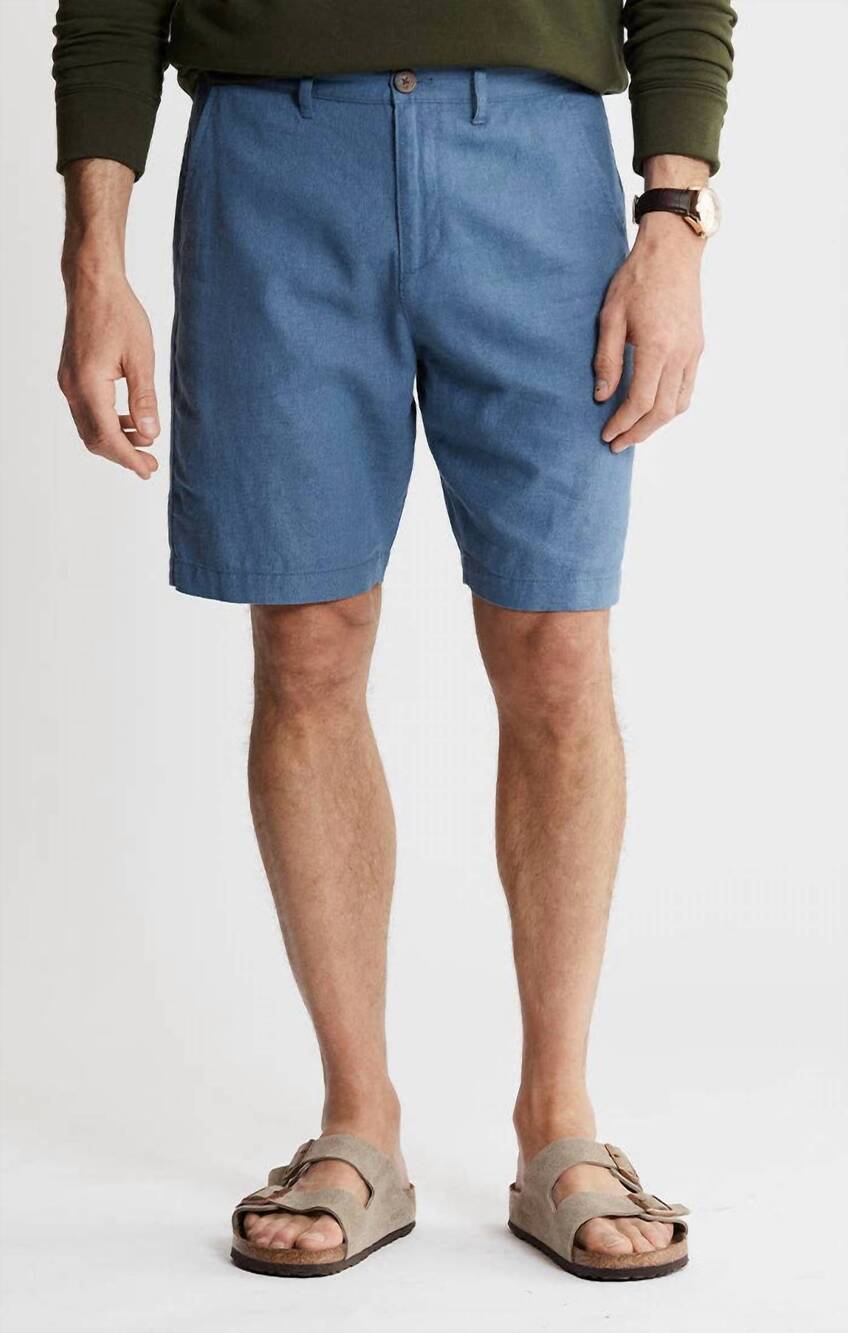 NEW JACHS NEW YORK linen blend bleecker shorts in blue